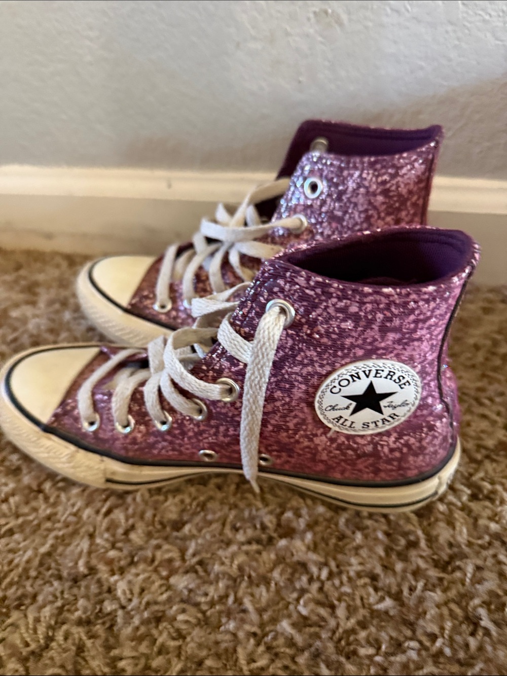 Kids High-Top Sparkle Sneakers in Purple